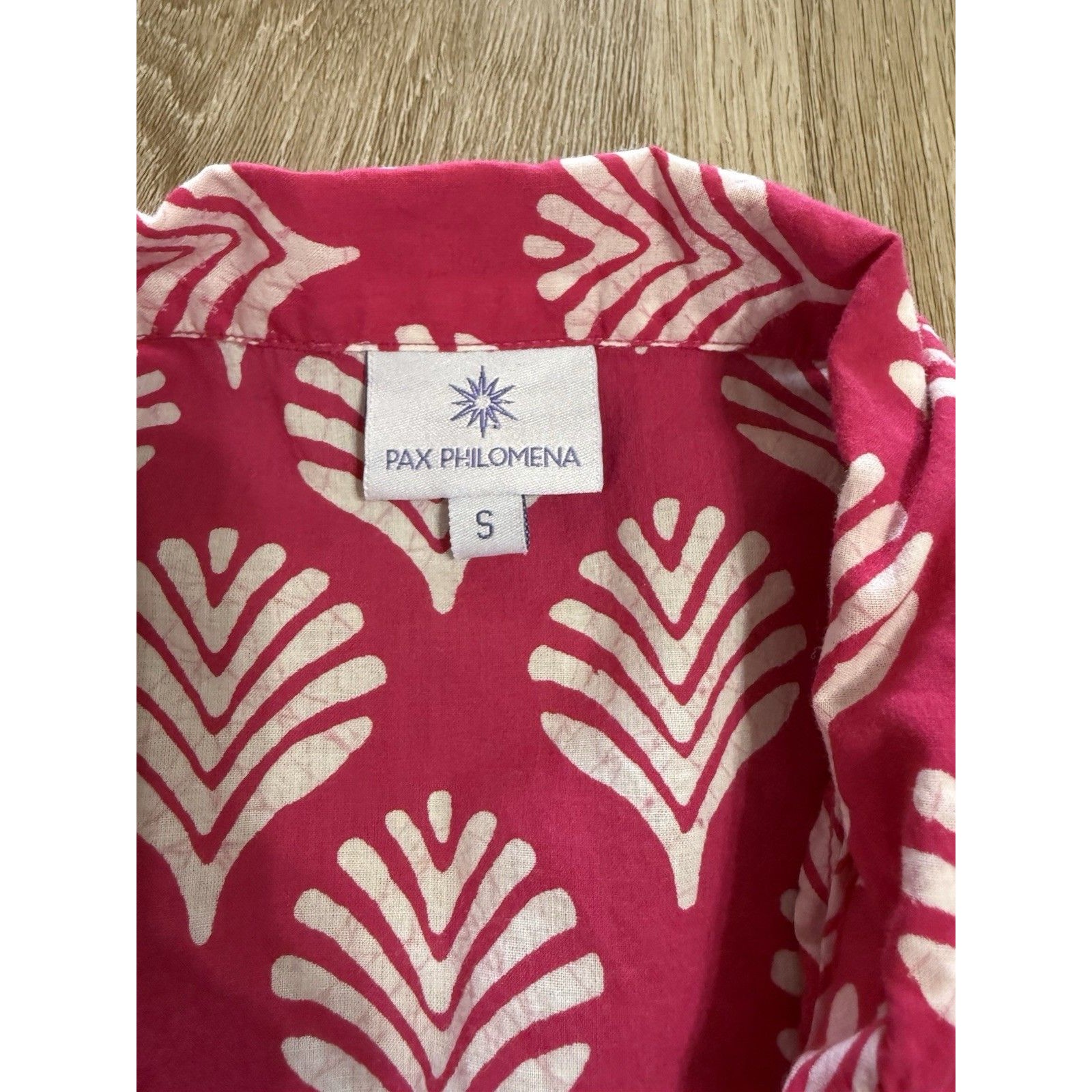 Pax Philomena Pajama Top Hot Pink White Cotton Size Small Women’s — image 3 of 4